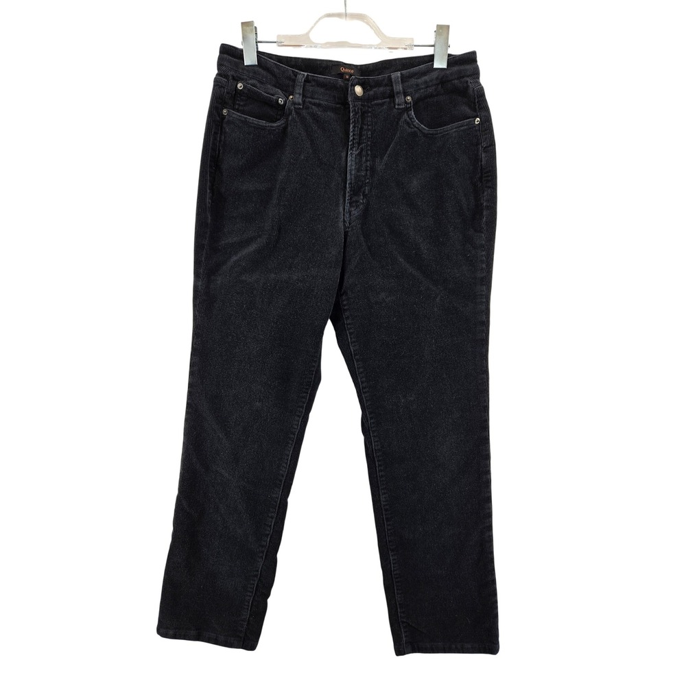 Quince Black Organic Cotton Stretch Corduroy Straight Leg Pants Womens 12